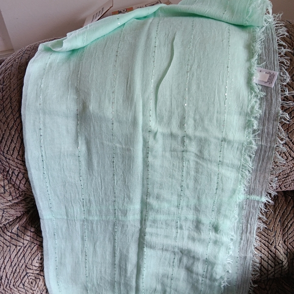 chiffon Blouse By mossimo w/ Matching Scarf As Gift. Both Mint Green - Picture 5 of 10